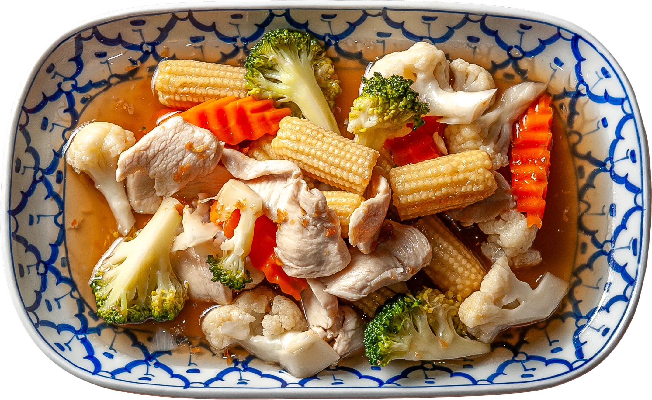 Paistettua vihanneksia ja soijaa